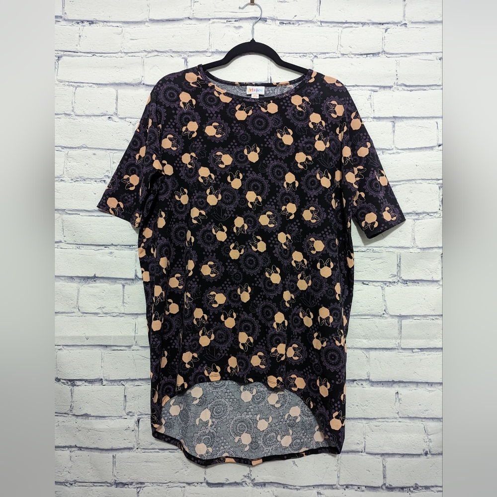 LuLaRoe Black and Purple Irma Minnie Mouse Shirt Women's Size XS